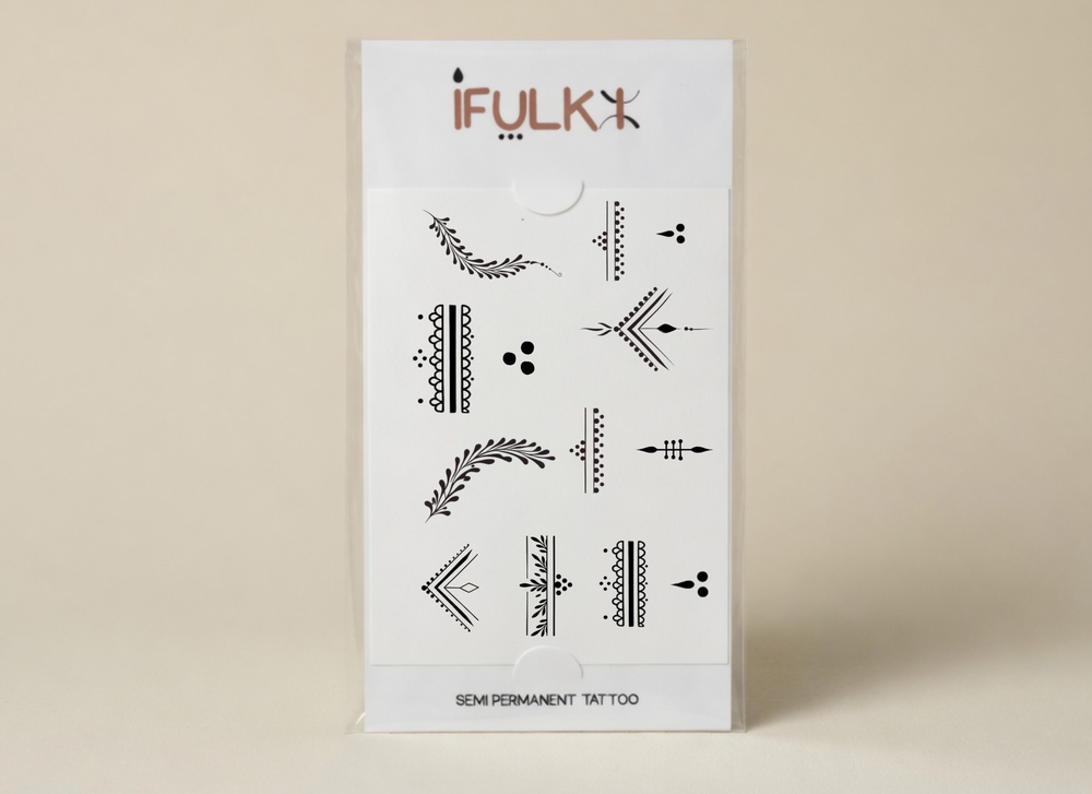 temporary finger tattoo - semi-permanent henna tattoo - leaves